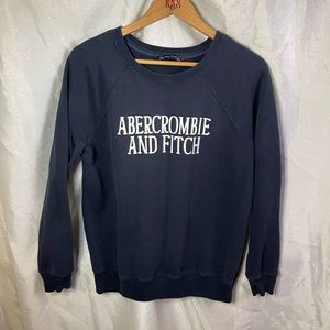 y2k Abercrombie & Fitch Navy Blue White Logo Graphic Print Crewneck Sweatshirt